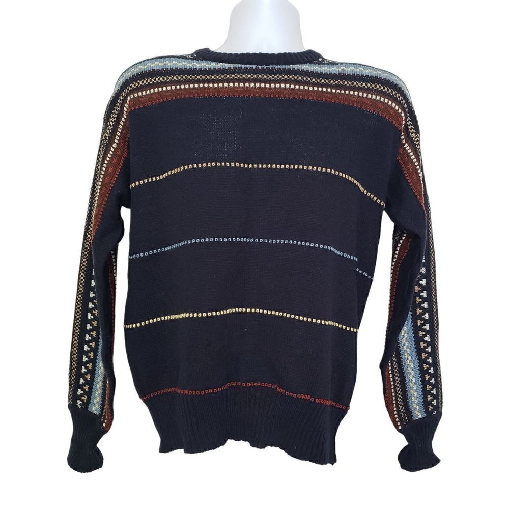 Kennington Stripe Vintage Sweater Acrylic Blue Pullover Mens Sz Large